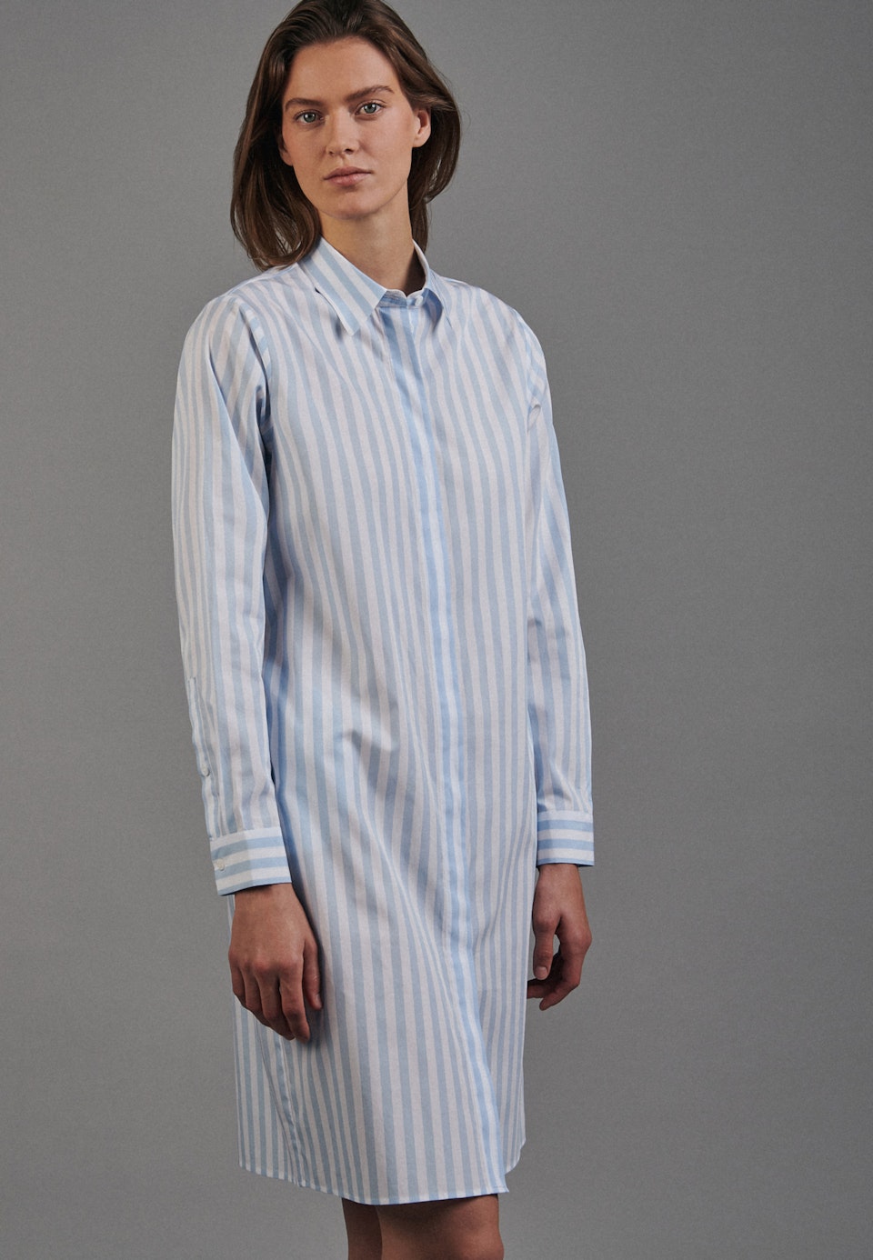 Popeline Midi Dress made of 100% Cotton in Light blue | Seidensticker Onlineshop