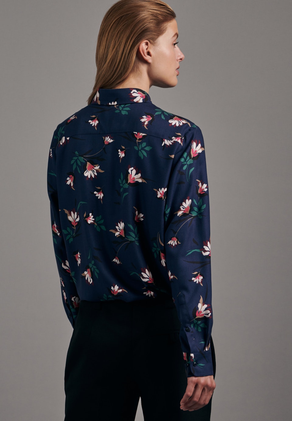 Twill Hemdbluse aus 100% Viskose in Dunkelblau | Seidensticker Onlineshop