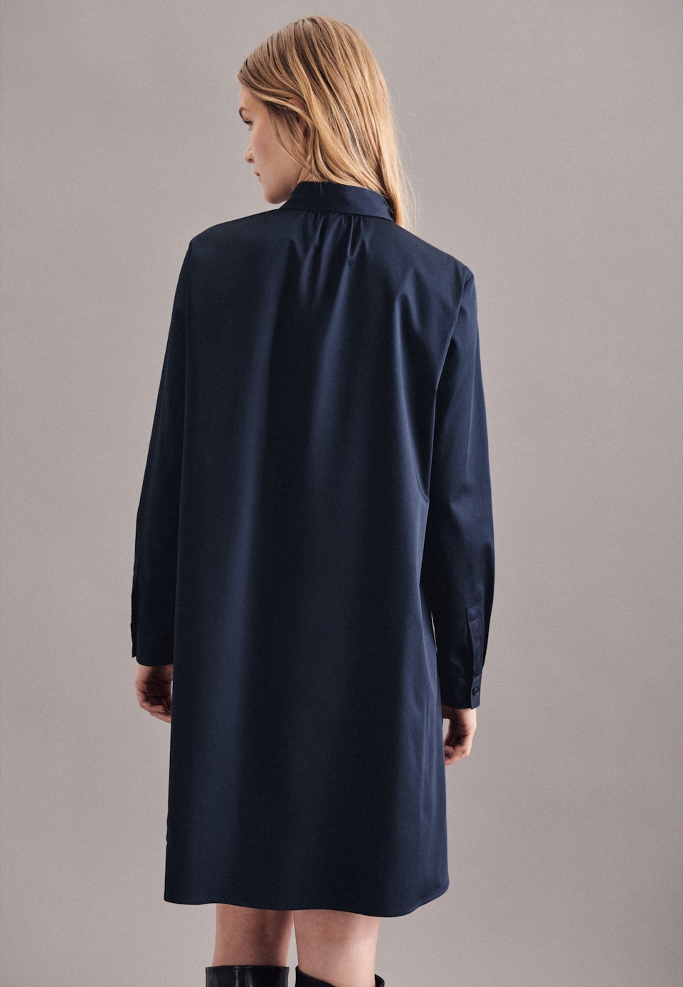 Satin Midi Dress made of cotton blend in Dark blue | Seidensticker Onlineshop