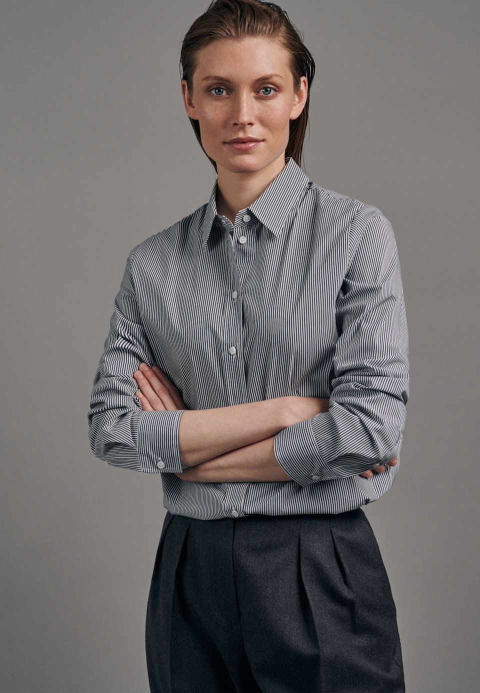 Poplin Shirt Blouse made of cotton blend in Dark blue | Seidensticker Onlineshop
