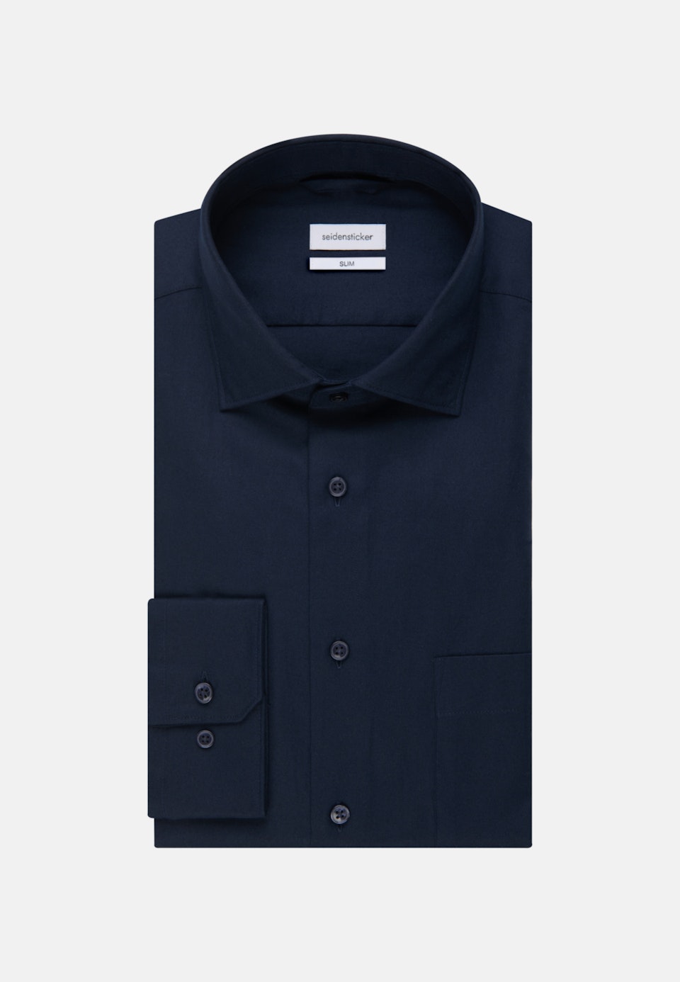 Bügelleichtes Twill Business Hemd in Slim mit Kentkragen in Dunkelblau | Seidensticker Onlineshop