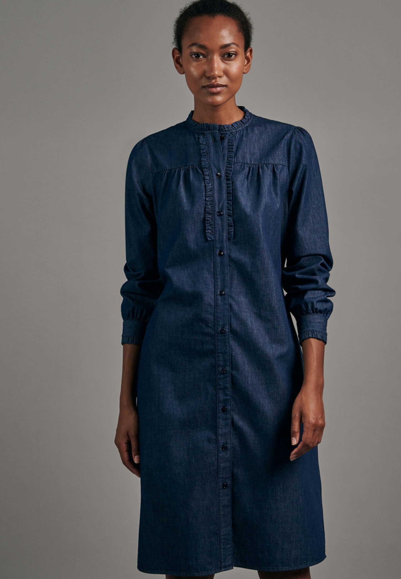 dark denim midi dress