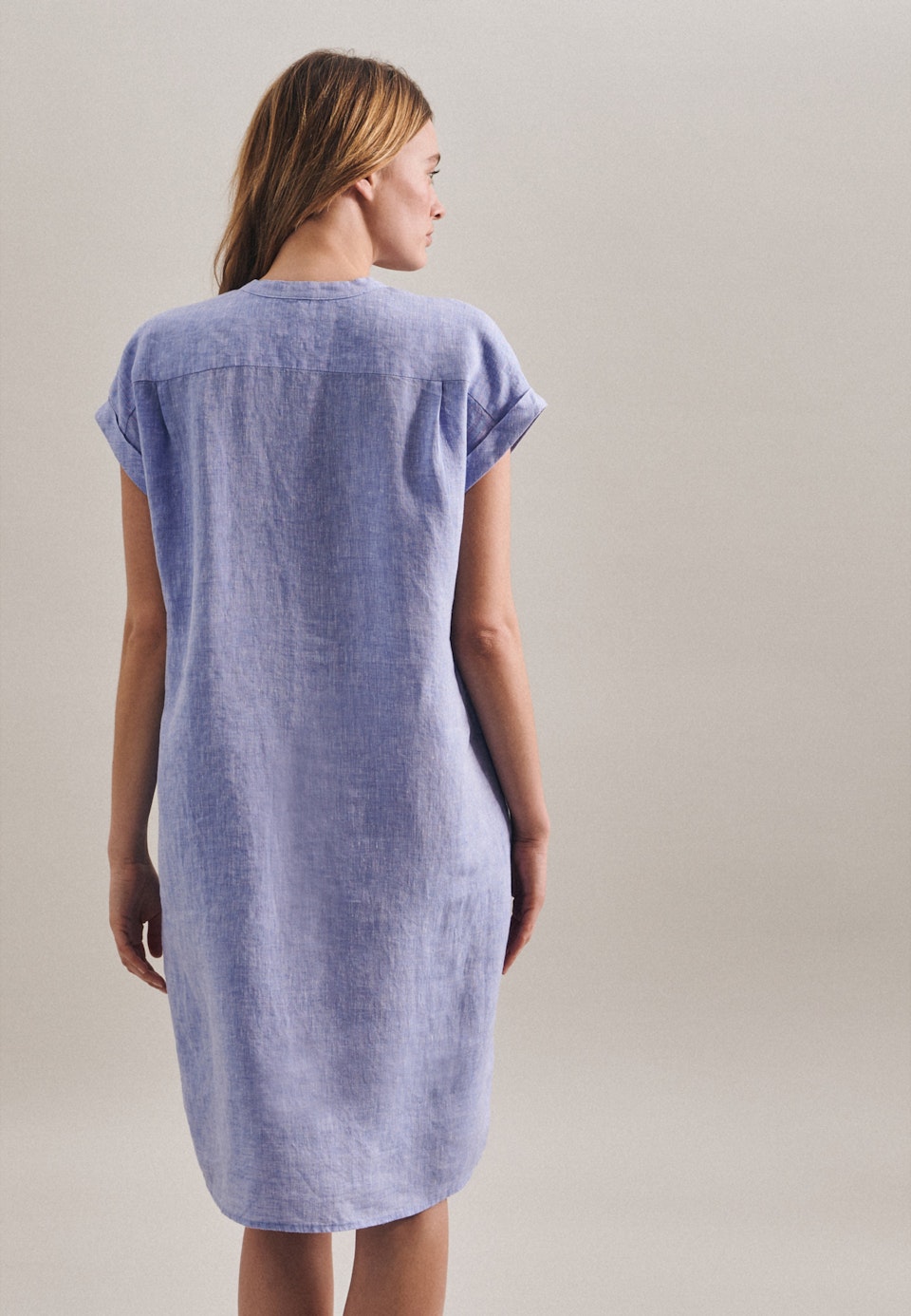 Ärmelloses Leinen Midi Kleid aus 100% Leinen in Mittelblau | Seidensticker Onlineshop