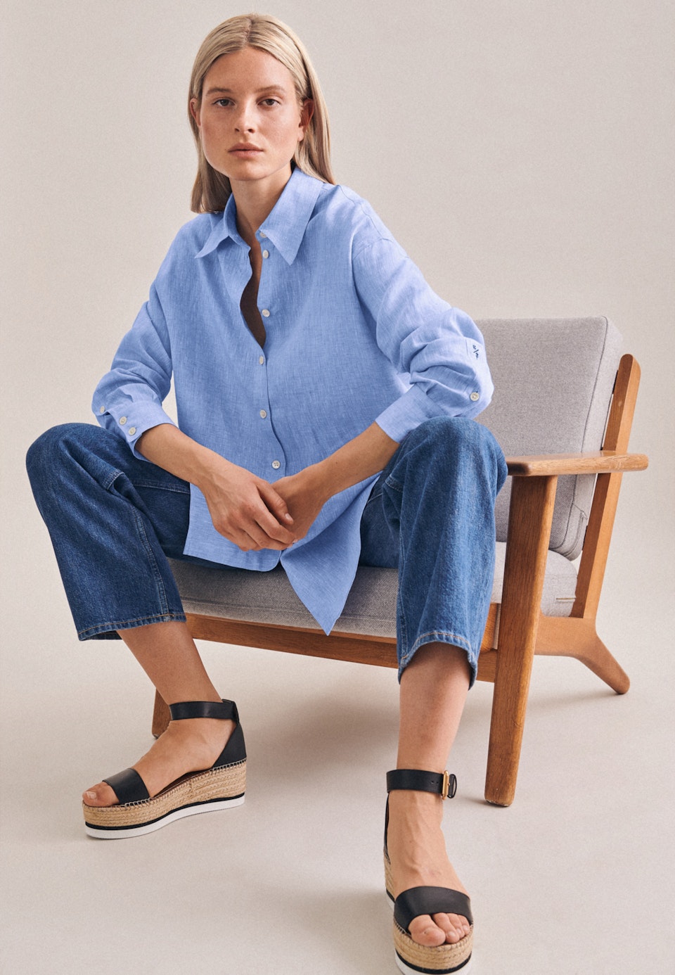 Leinen Longbluse aus 100% Leinen in Dunkelblau | Seidensticker Onlineshop