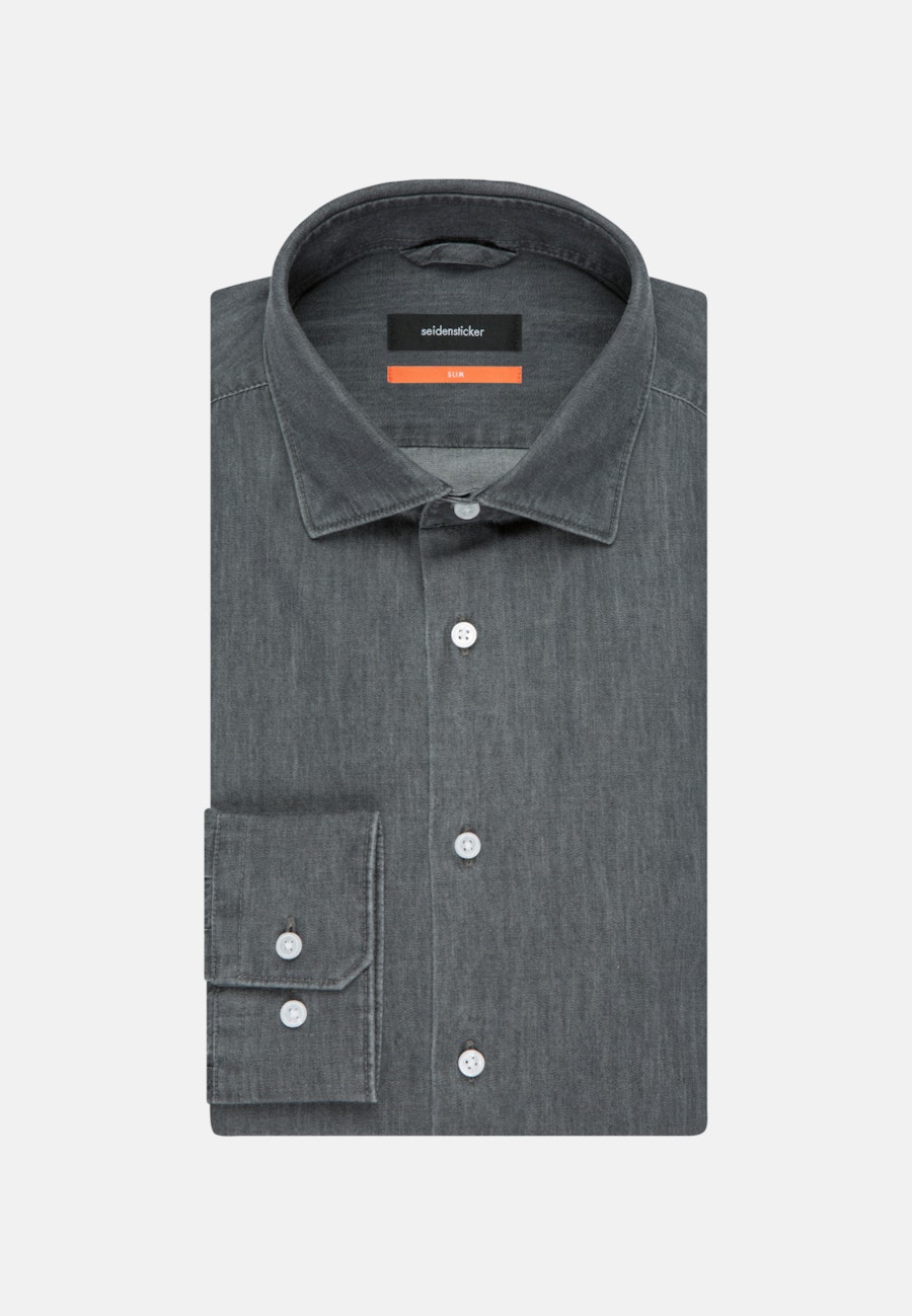 Denimhemd in Slim mit Kentkragen in Grau |  Seidensticker Onlineshop