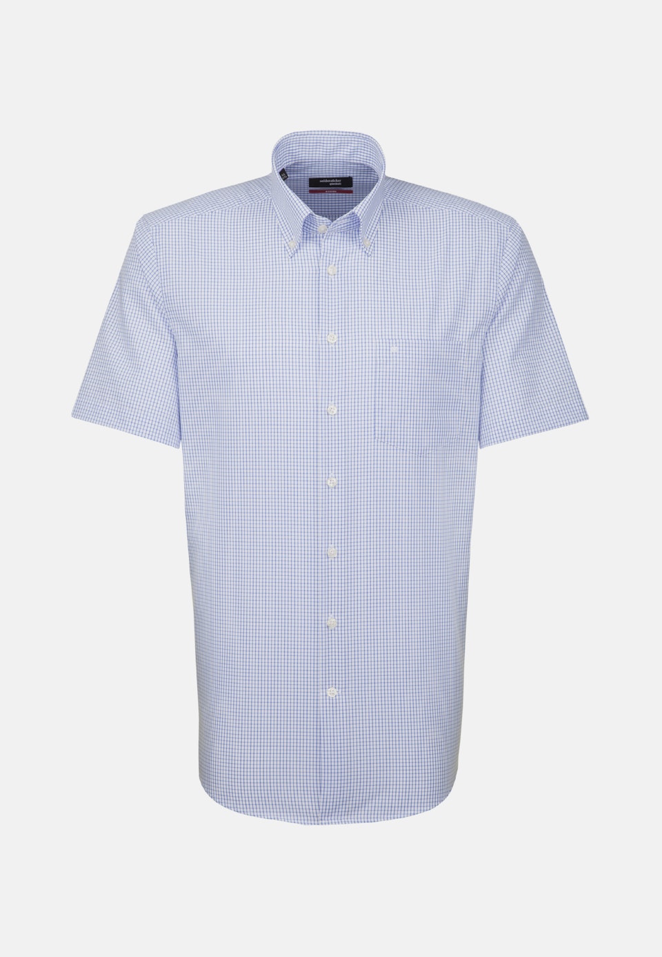 Bügelfreies Popeline Kurzarm Business Hemd in Regular mit Button-Down-Kragen in Mittelblau | Seidensticker Onlineshop