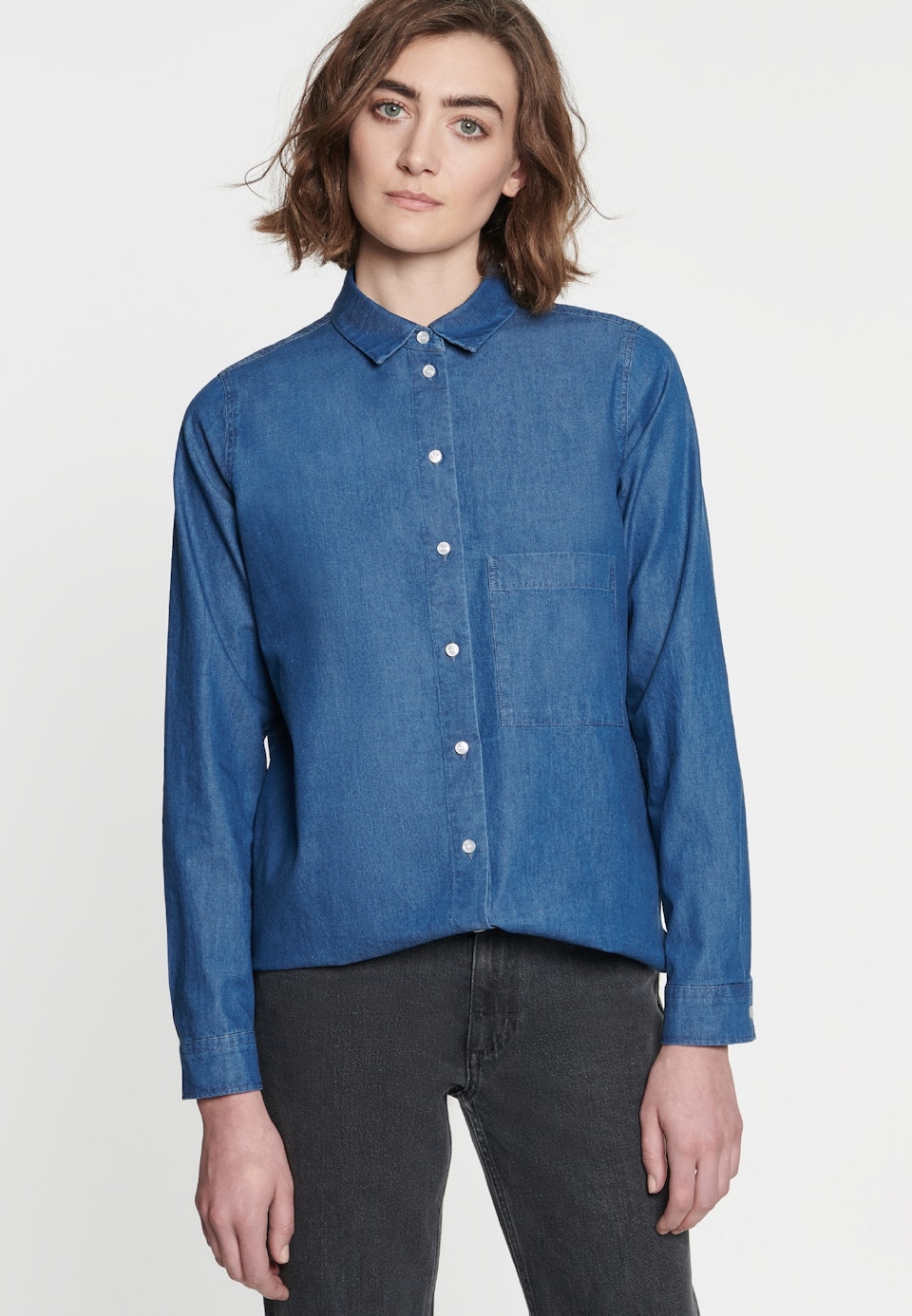 Denim Hemdbluse aus 100% Baumwolle in Mittelblau | Seidensticker Onlineshop