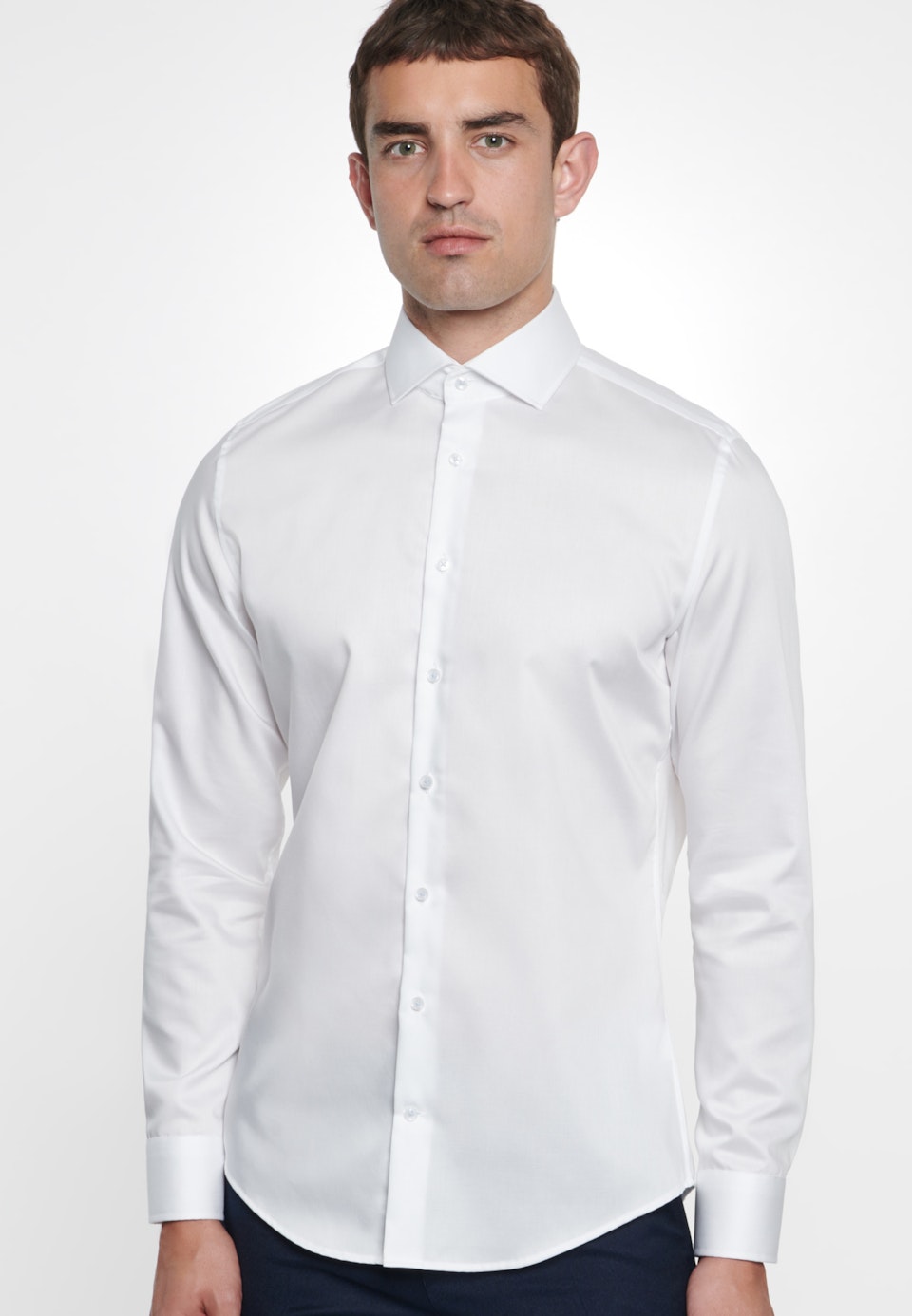 Non-iron Twill Business Shirt in Slim with Kent-Collar in White | Seidensticker Onlineshop