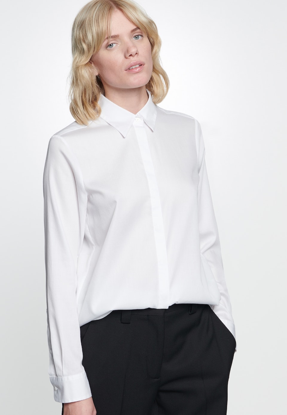 Satin Shirt Blouse made of 100% Cotton in White | Seidensticker Onlineshop