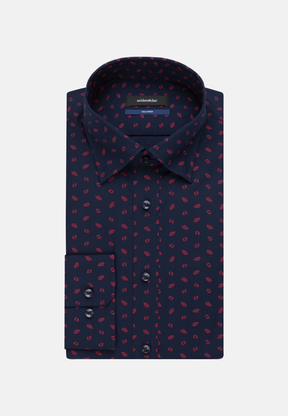 Bügelleichtes Popeline Business Hemd in Shaped mit Covered-Button-Down-Kragen in Dunkelblau | Seidensticker Onlineshop